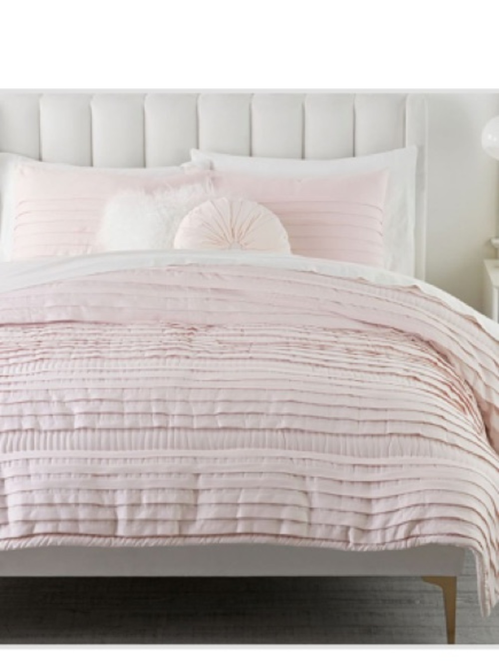 Pottery Barn Teen Pretty Pleats Blush Pleated Comforter Set plus Two Shams